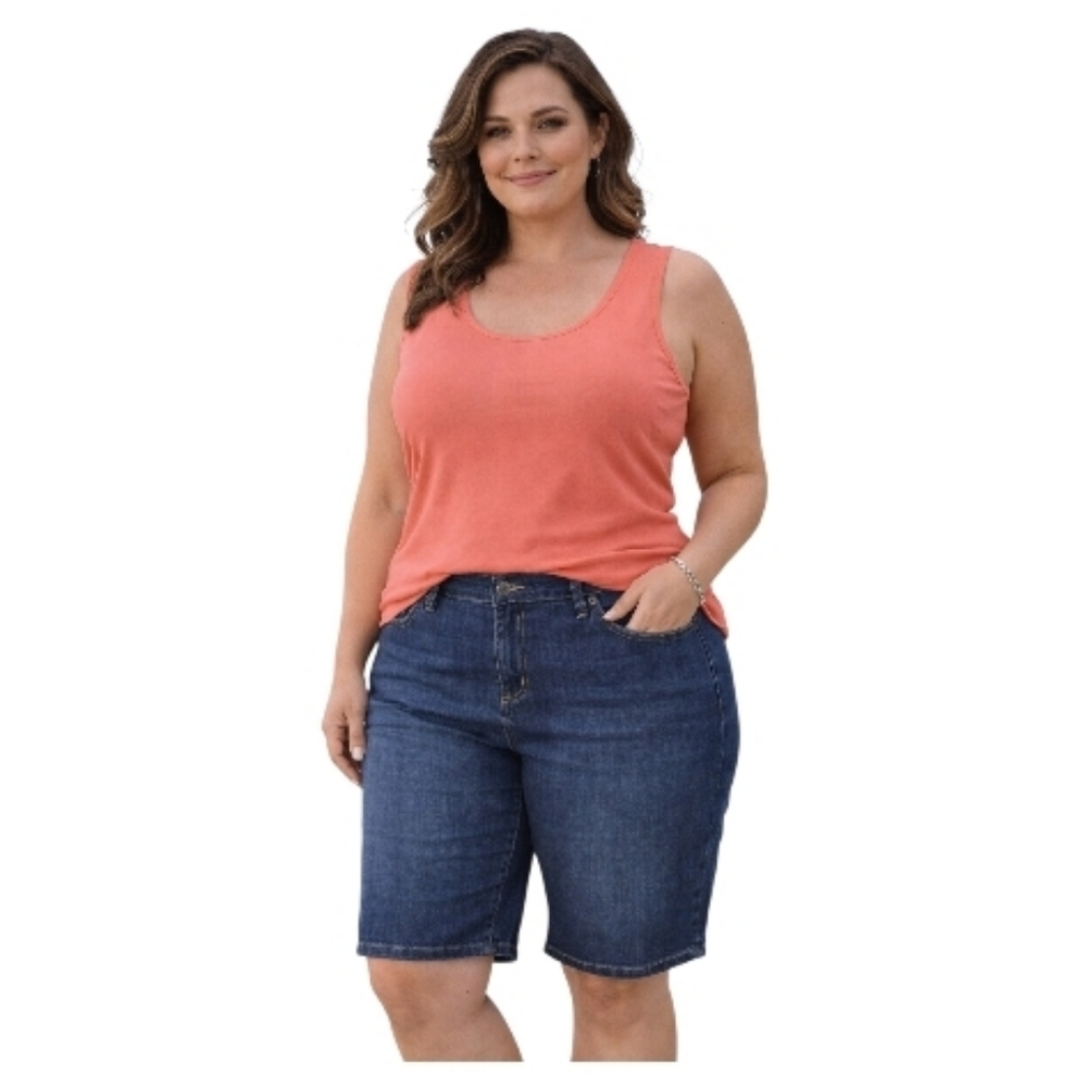 Seven 7 sunset bermuda shorts Dark Blue denim 16 plus size jean seven7 stretch